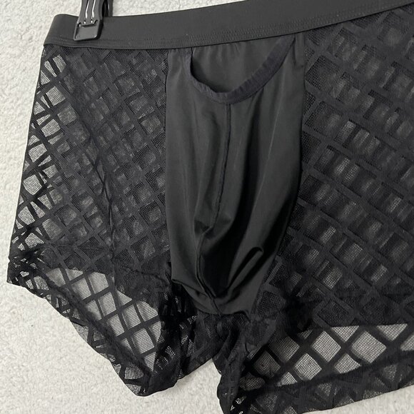 Sexy Men LG Underwear Sheer Mesh Boxer Brief See Through Shorts Bikini Trunks - Picture 3 of 8